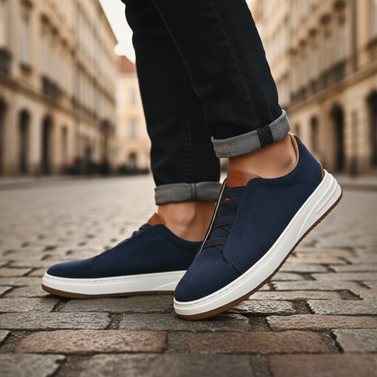 Scarpe da Uomo Casual in Tessuto con Suola Bianca