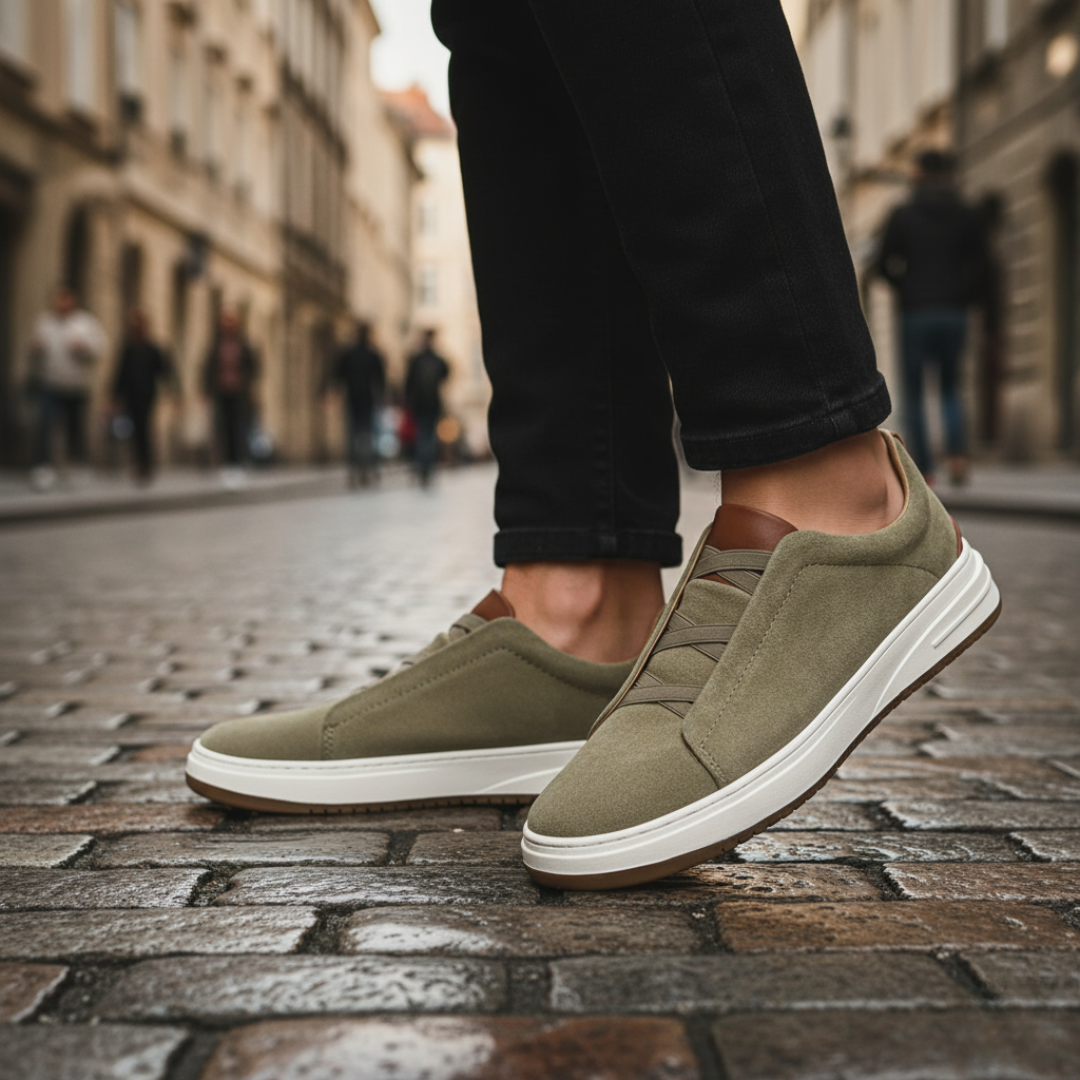 Scarpe da Uomo Casual in Tessuto con Suola Bianca