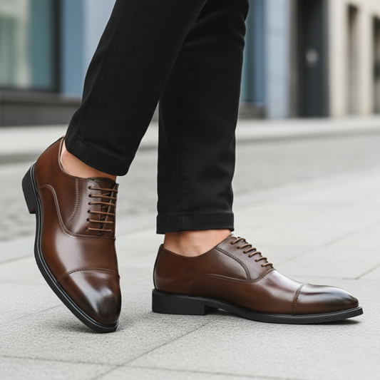 Scarpe da Uomo Eleganti in Ecopelle Marrone Scuro Oxford
