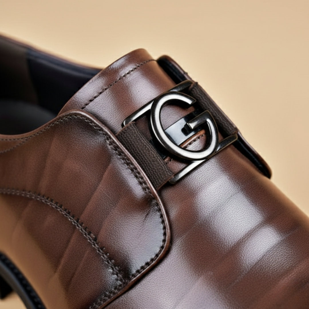 Scarpe da Uomo Monk Strap in Ecopelle Marrone con Fibbia