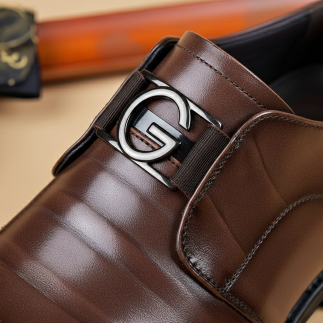 Scarpe da Uomo Monk Strap in Ecopelle Marrone con Fibbia