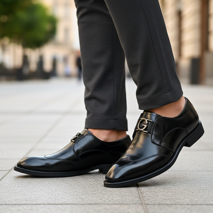 Scarpe da Uomo Monk Strap in Ecopelle Marrone con Fibbia