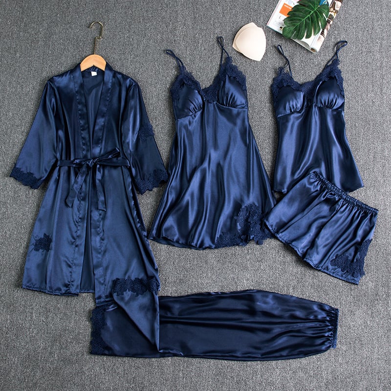 Pigiama Donna Set Cinque Pezzi con Pizzo