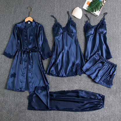 Pigiama Donna Set Cinque Pezzi con Pizzo