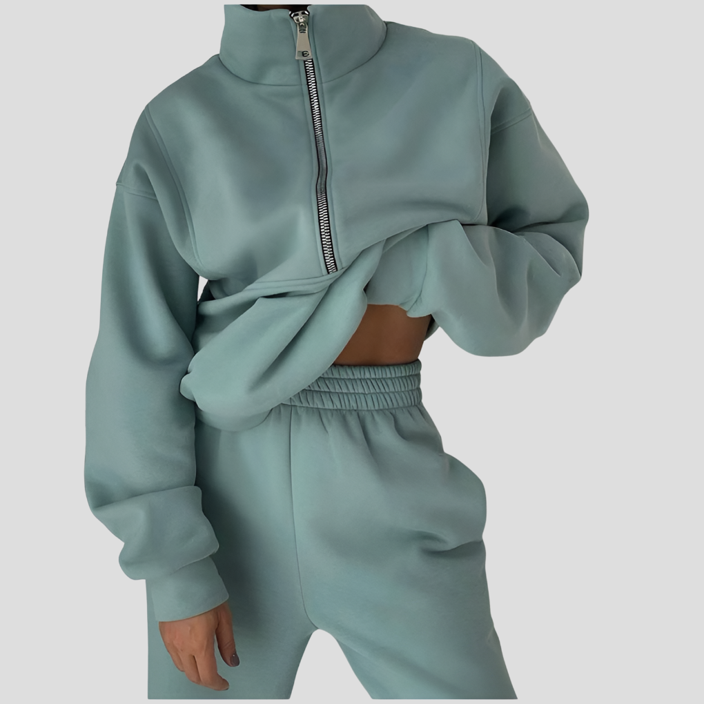 Set Sportivi Donna con Mezza Zip e Pantaloni Elasticizzati