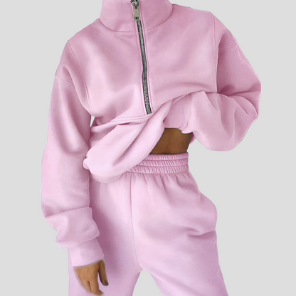 Set Sportivi Donna con Mezza Zip e Pantaloni Elasticizzati