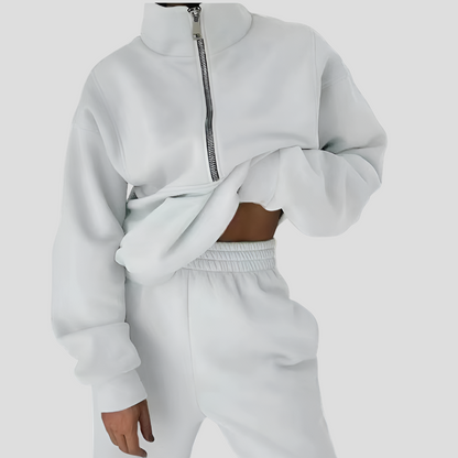 Set Sportivi Donna con Mezza Zip e Pantaloni Elasticizzati