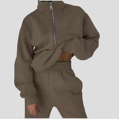 Set Sportivi Donna con Mezza Zip e Pantaloni Elasticizzati