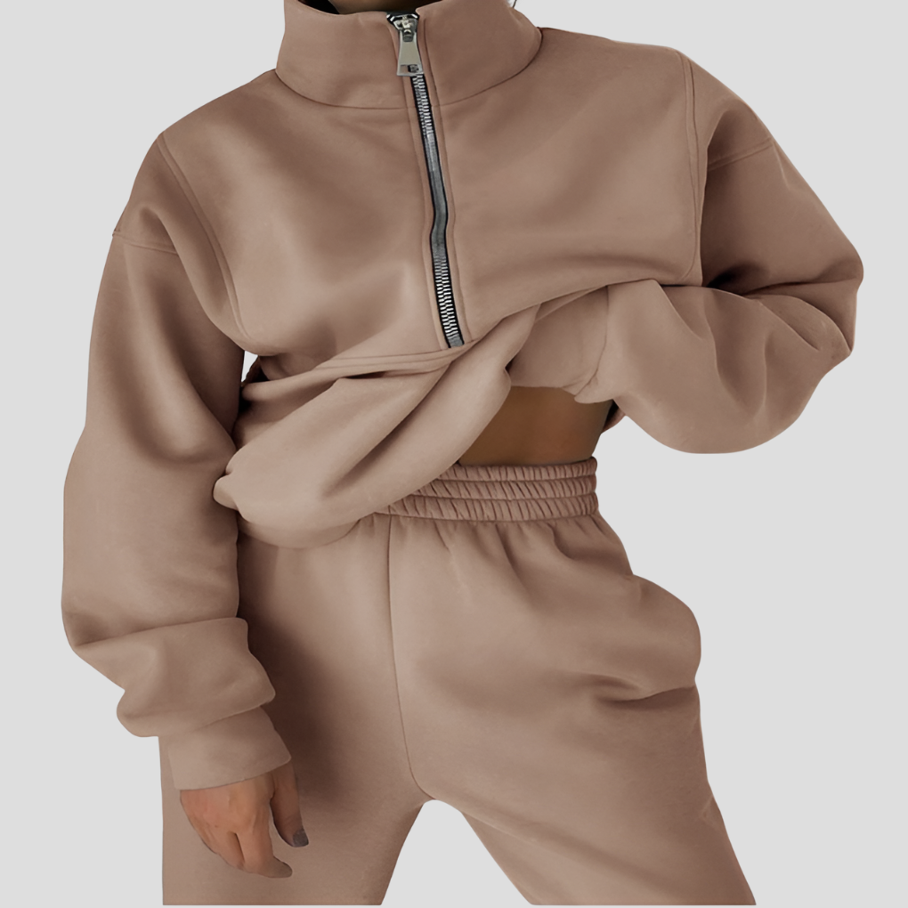 Set Sportivi Donna con Mezza Zip e Pantaloni Elasticizzati