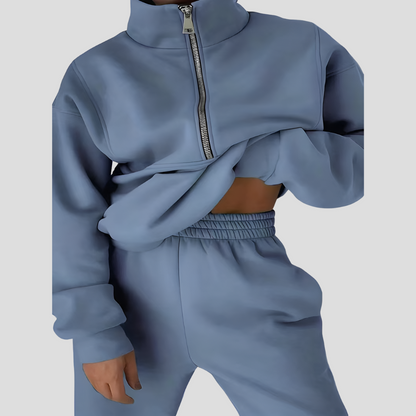 Set Sportivi Donna con Mezza Zip e Pantaloni Elasticizzati