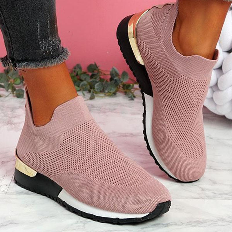 Sneakers Donna Slip On in Maglia Pianta Larga