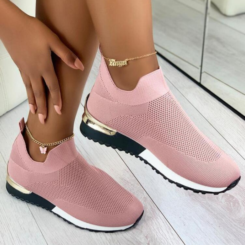 Sneakers Donna Slip On in Maglia Pianta Larga