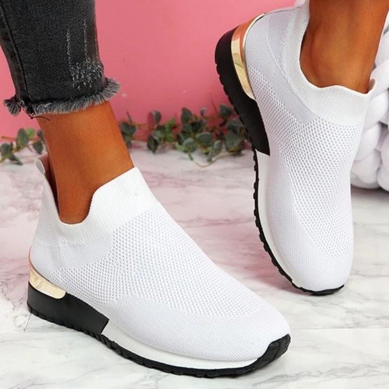 Sneakers Donna Slip On in Maglia Pianta Larga