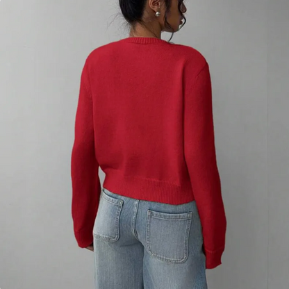 Cardigan Corto Donna in Maglia Girocollo