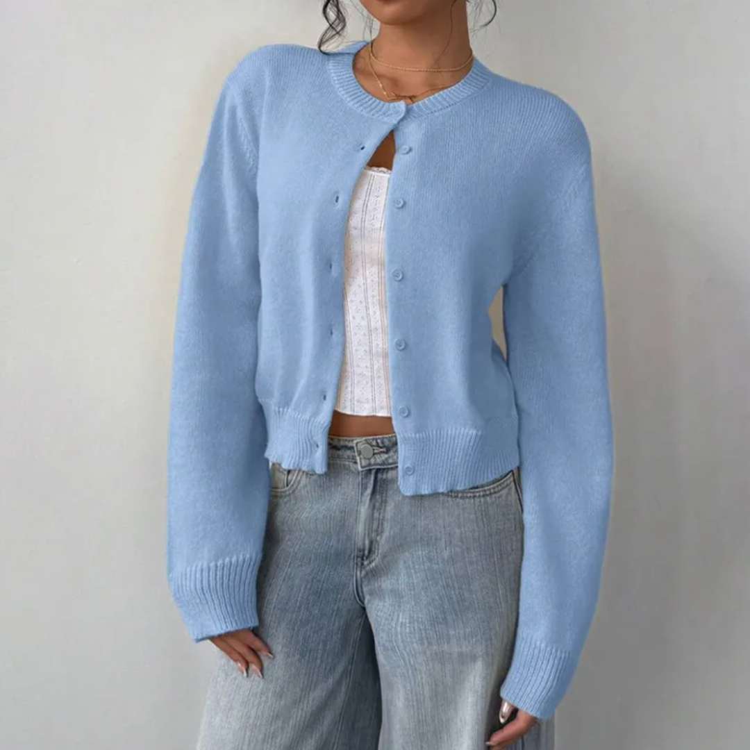 Cardigan Corto Donna in Maglia Girocollo