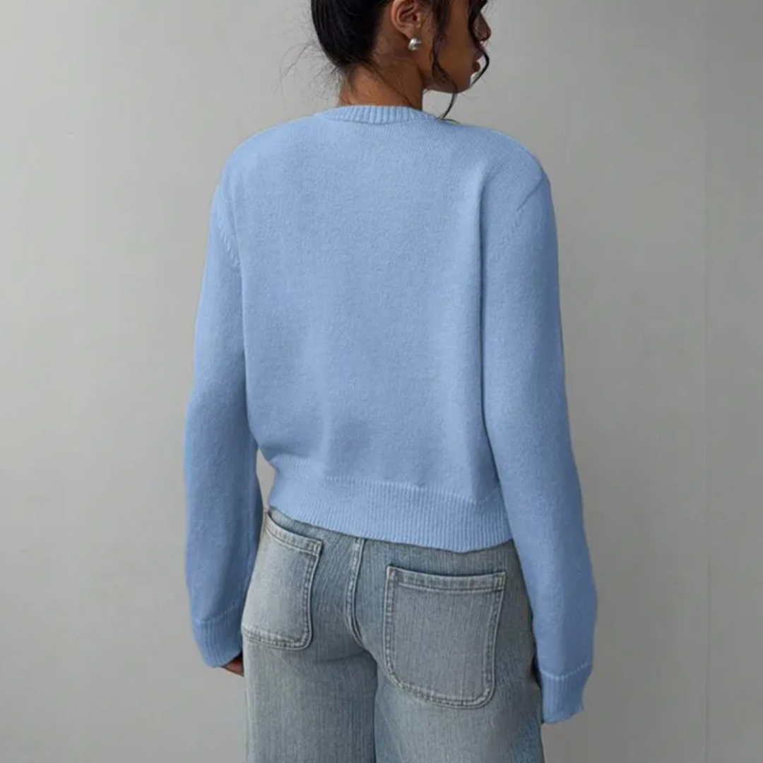 Cardigan Corto Donna in Maglia Girocollo