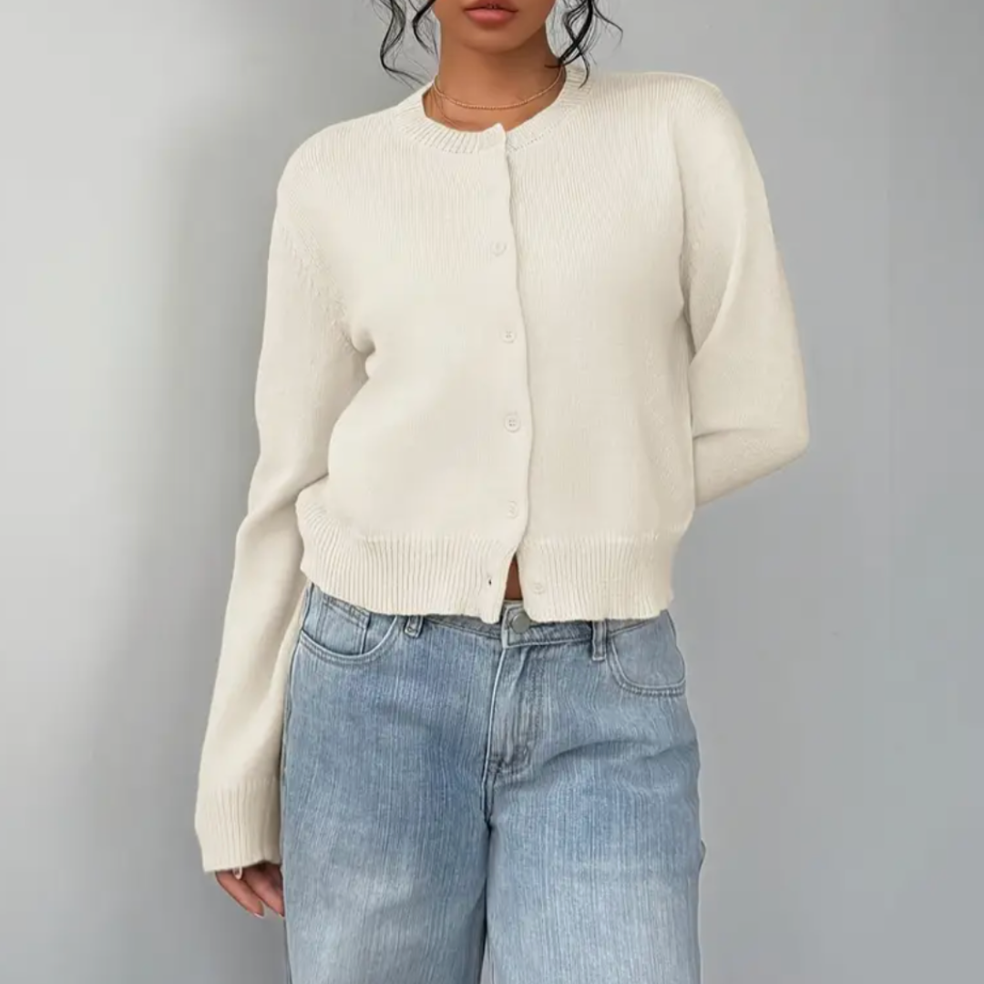 Cardigan Corto Donna in Maglia Girocollo