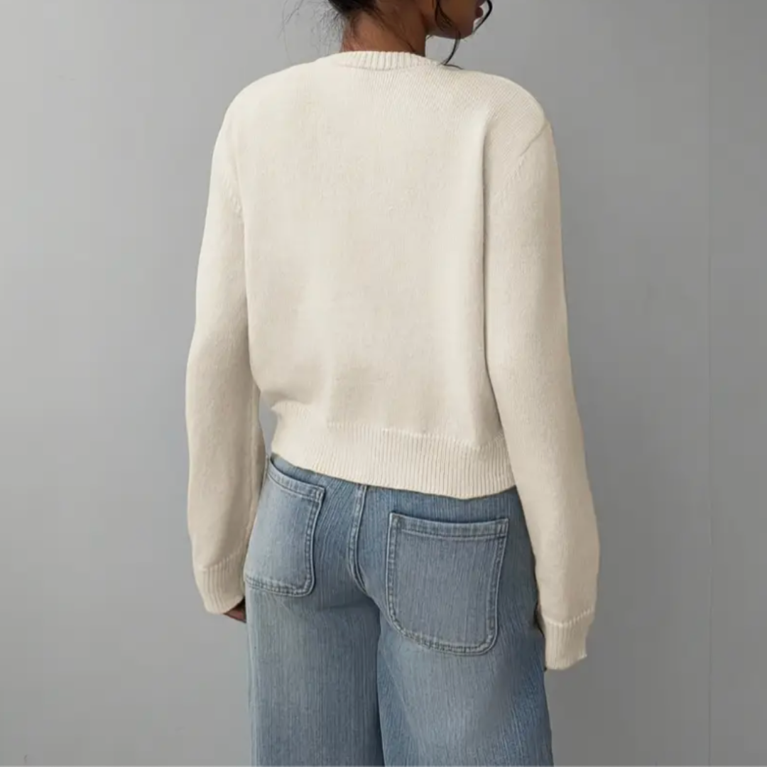 Cardigan Corto Donna in Maglia Girocollo