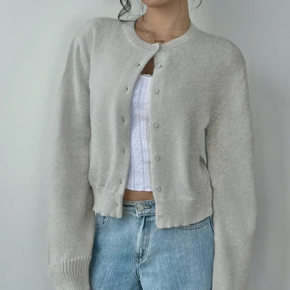 Cardigan Corto Donna in Maglia Girocollo
