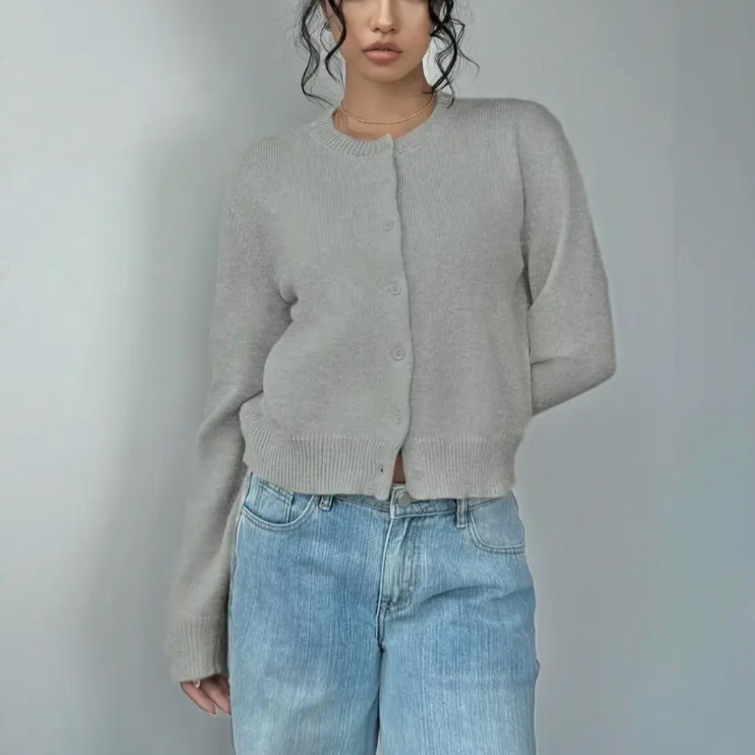Cardigan Corto Donna in Maglia Girocollo