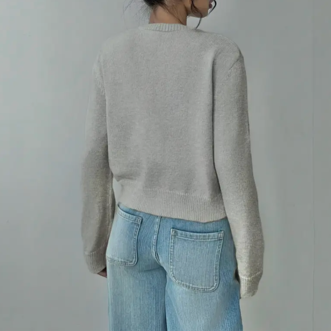 Cardigan Corto Donna in Maglia Girocollo