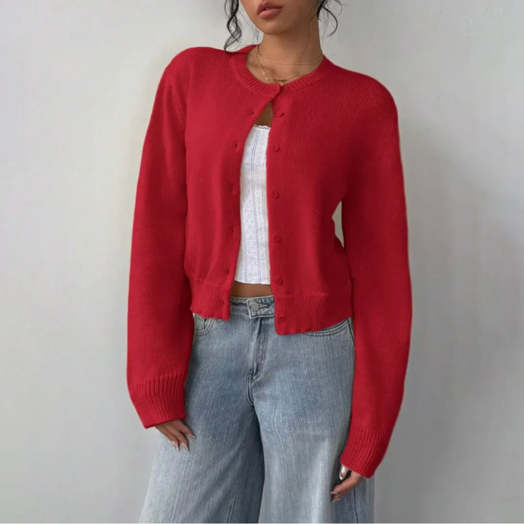 Cardigan Corto Donna in Maglia Girocollo