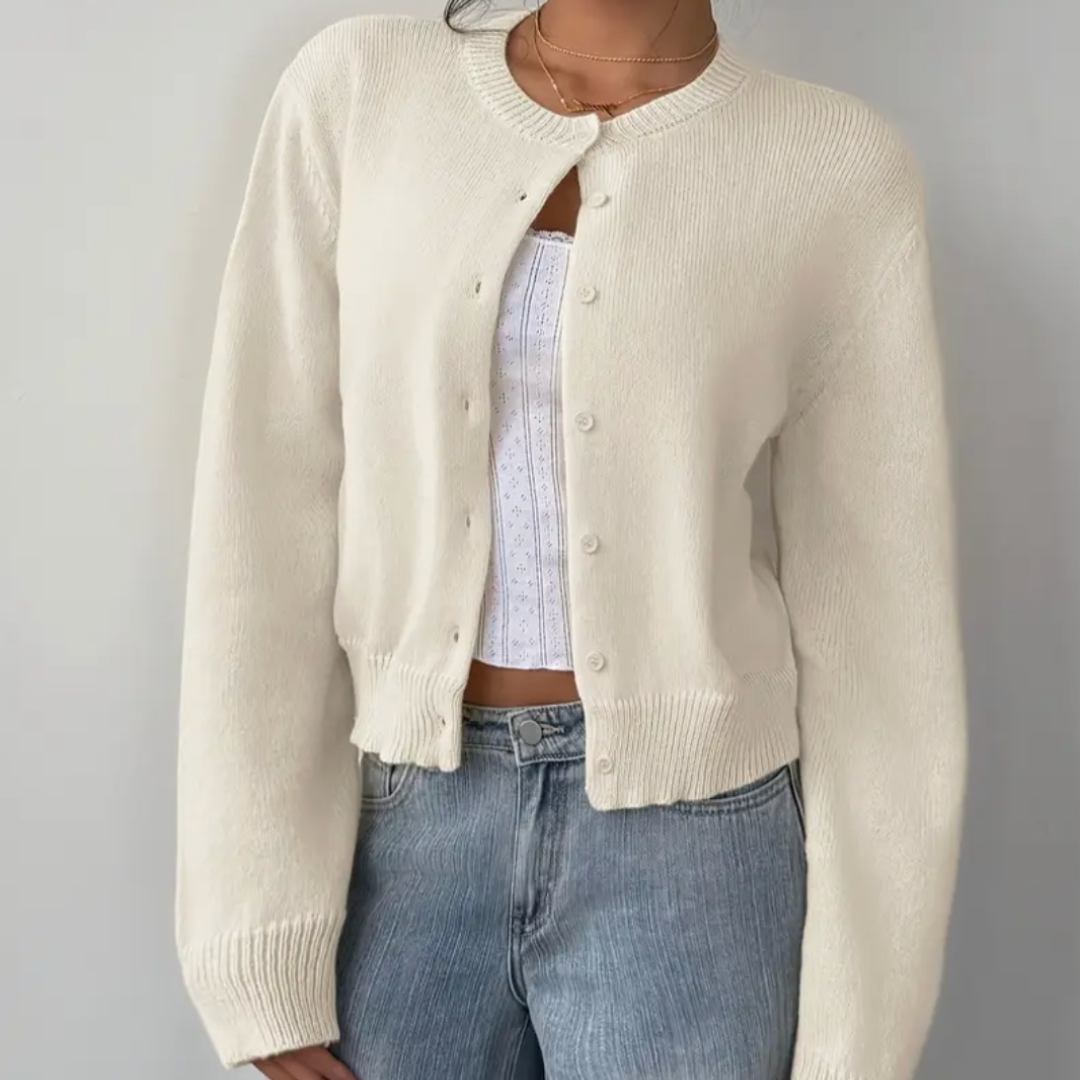 Cardigan Corto Donna in Maglia Girocollo