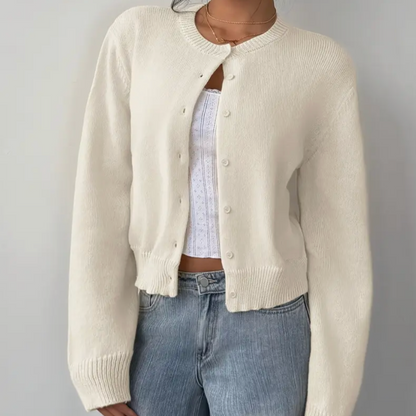 Cardigan Corto Donna in Maglia Girocollo