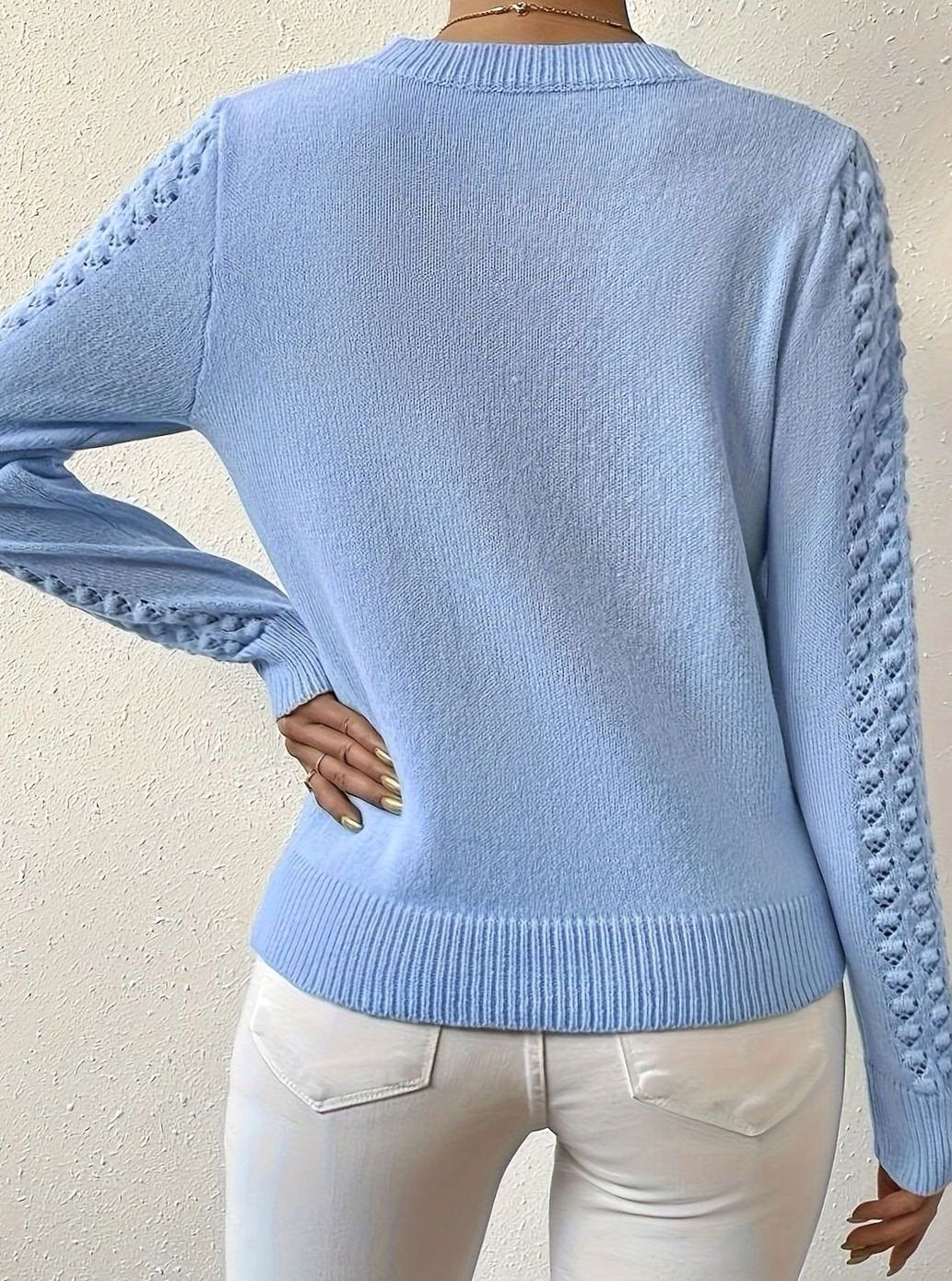 Maglione Donna Girocollo con Maniche Traforate