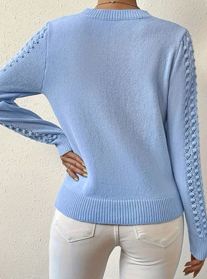 Maglione Donna Girocollo con Maniche Traforate
