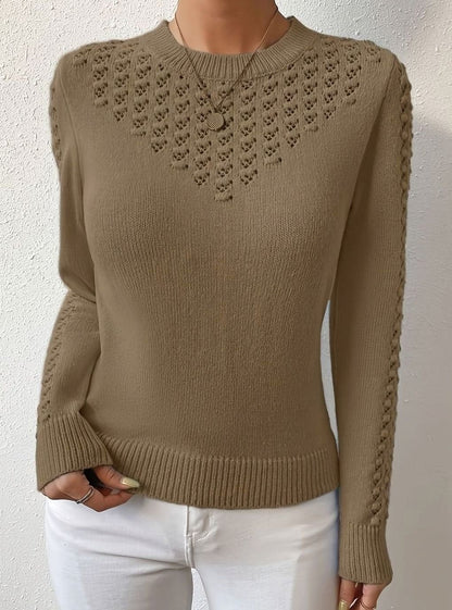 Maglione Donna Girocollo con Maniche Traforate