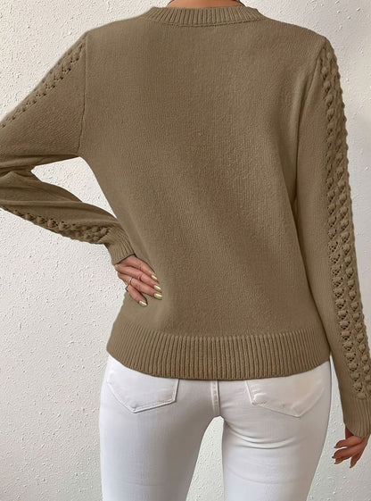 Maglione Donna Girocollo con Maniche Traforate