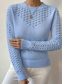 Maglione Donna Girocollo con Maniche Traforate