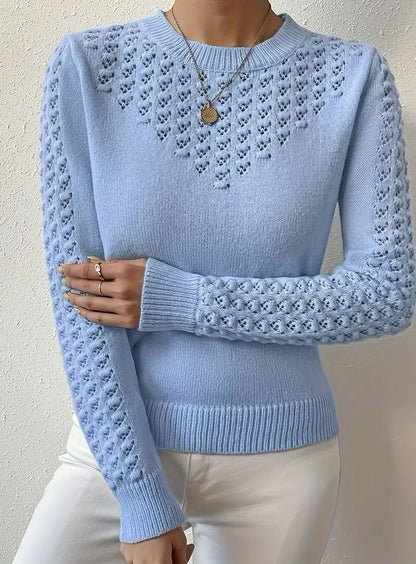 Maglione Donna Girocollo con Maniche Traforate