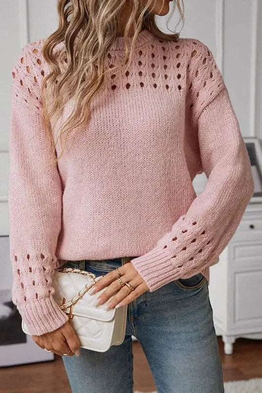 Maglione Donna Corto con Spalle Traforate