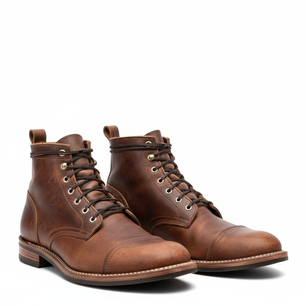 Stivali da Uomo Stringati in Pelle Vintage Comfort e Stile