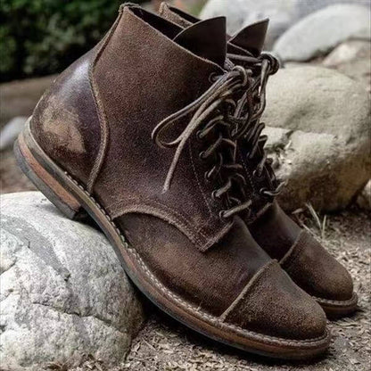 Stivali da Uomo Stringati in Pelle Vintage Comfort e Stile
