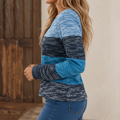 Top Donna Manica Lunga a Righe con Zip