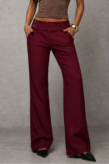 Pantaloni Palazzo Donna Vita Alta Doppio Bottone