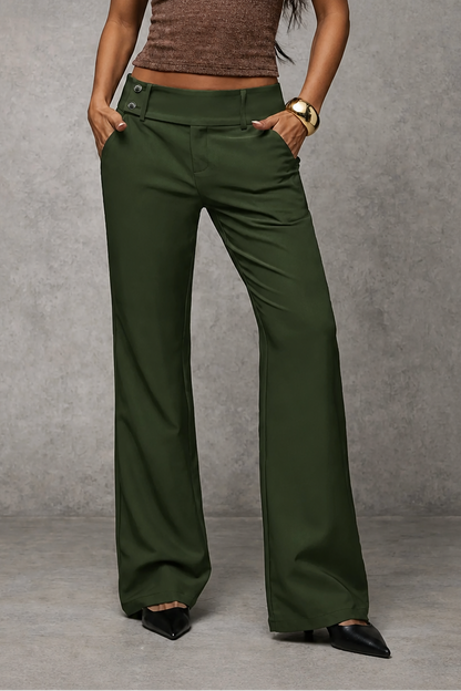 Pantaloni Palazzo Donna Vita Alta Doppio Bottone