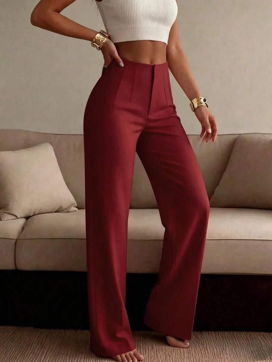 Pantaloni Eleganti Donna a Gamba Larga con Piega