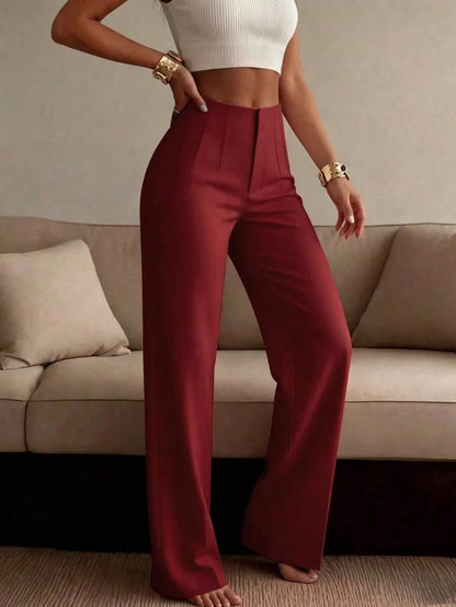 Pantaloni Eleganti Donna a Gamba Larga con Piega