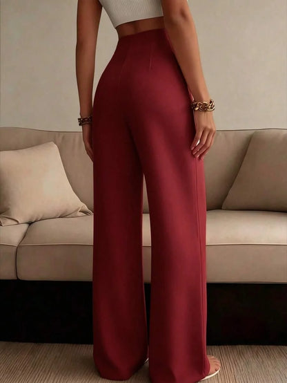 Pantaloni Eleganti Donna a Gamba Larga con Piega