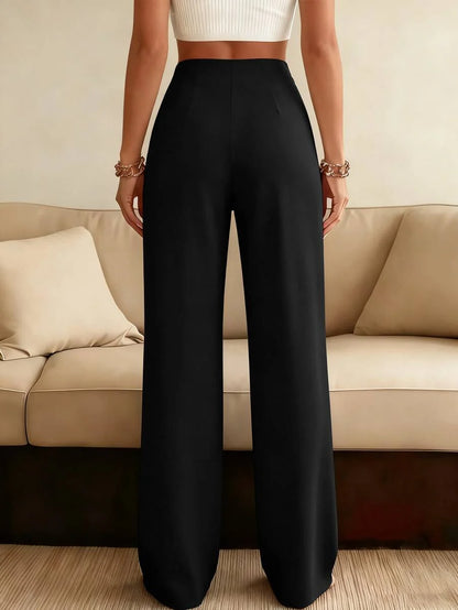 Pantaloni Eleganti Donna a Gamba Larga con Piega
