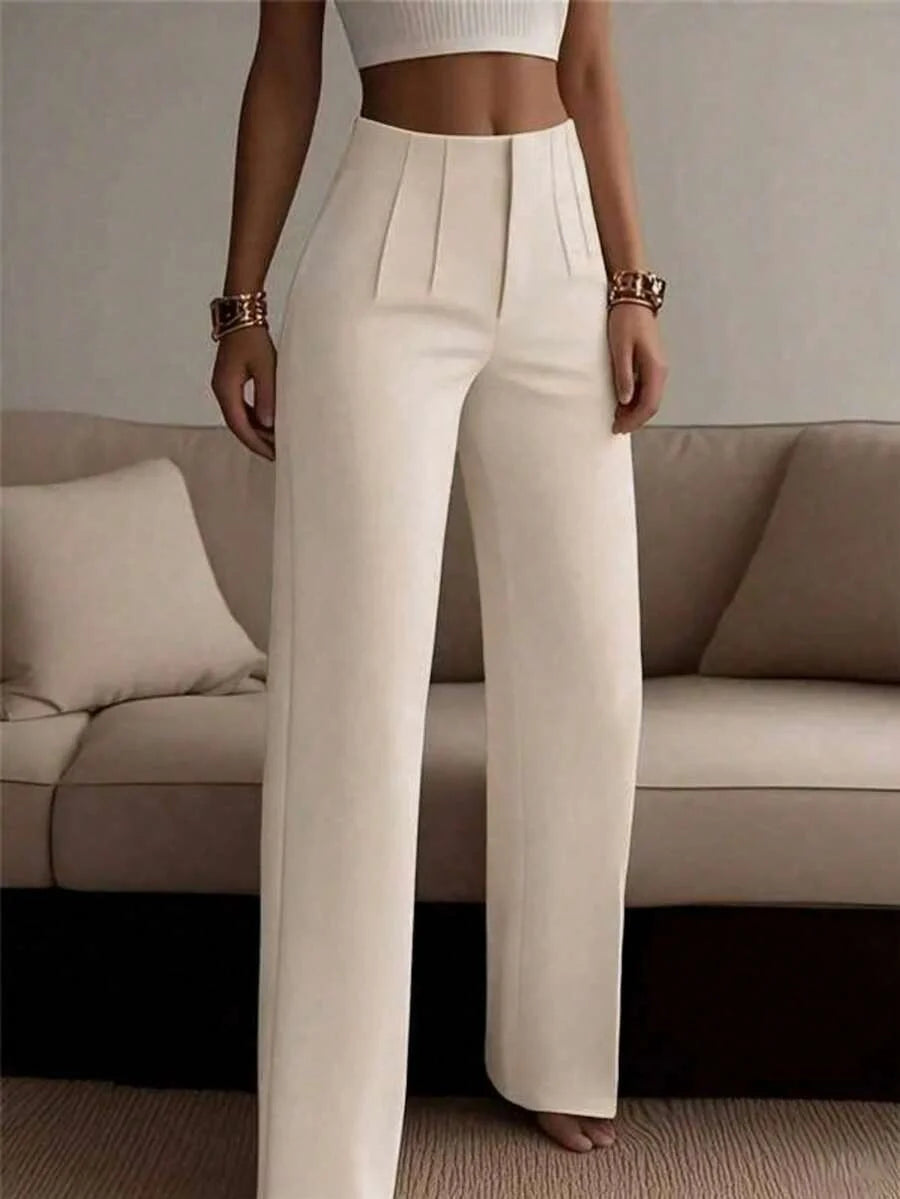 Pantaloni Eleganti Donna a Gamba Larga con Piega