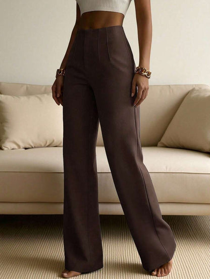 Pantaloni Eleganti Donna a Gamba Larga con Piega