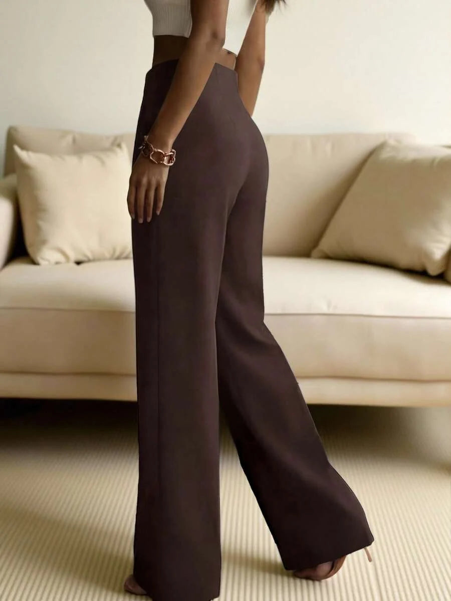 Pantaloni Eleganti Donna a Gamba Larga con Piega
