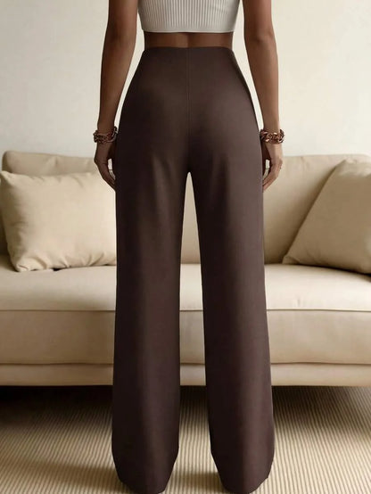Pantaloni Eleganti Donna a Gamba Larga con Piega