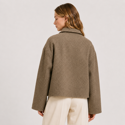 Giacca Donna Effetto Bouclé Tortora Foderata