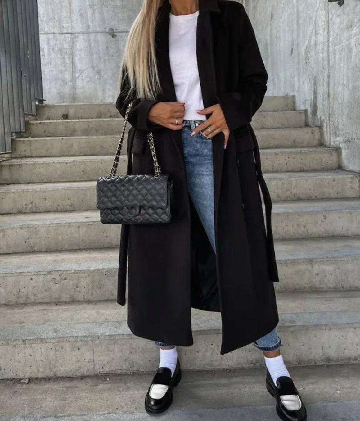 Cappotto Lungo Donna Doppiopetto Classico con Revers